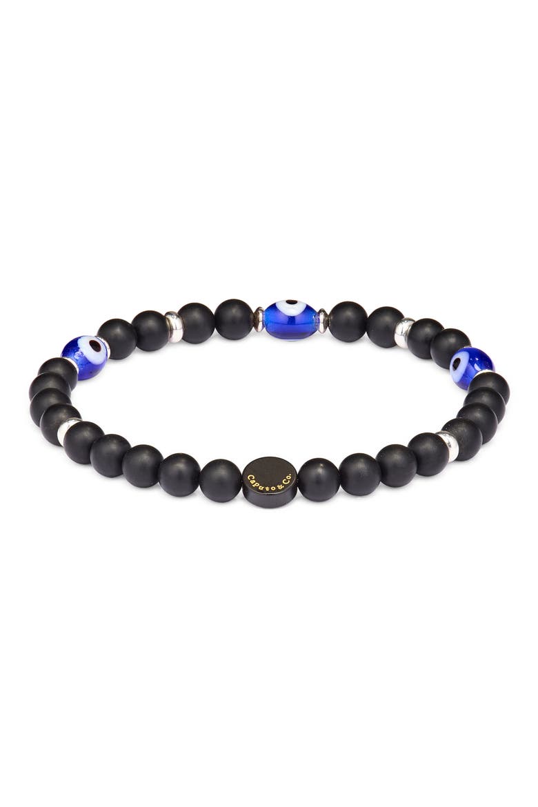 Men's Evil Eye Gem Stretch Bracelet, Main, color, BLACK ONYX
