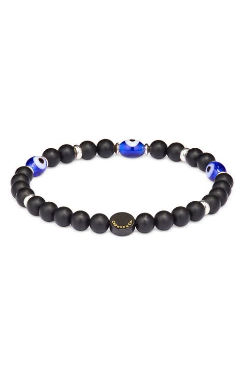 Men's Evil Eye Gem Stretch Bracelet
