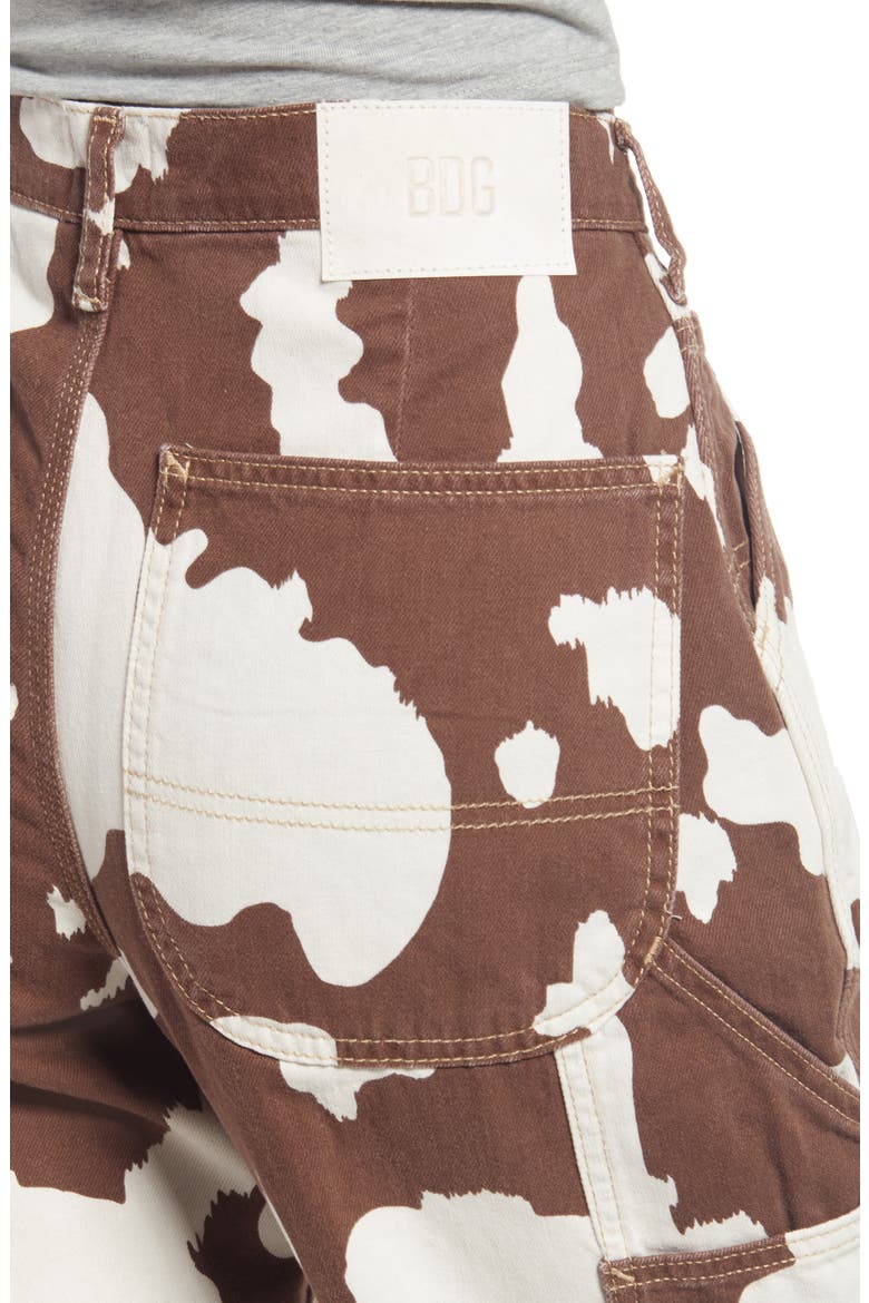 Juno High Waist Cow Print Nonstretch Cotton Jeans, Alternate, color, ECRU