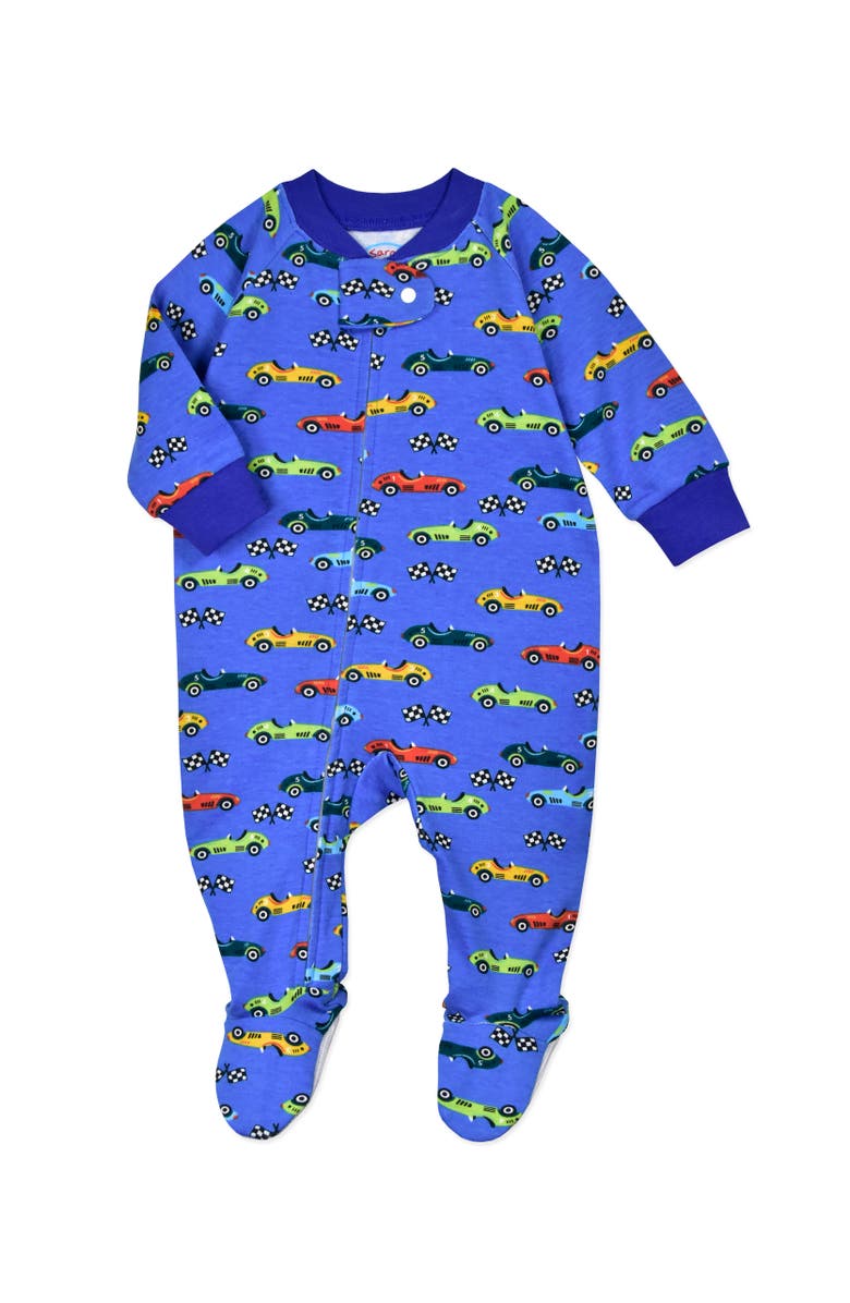 Sara’s Prints Loose Fit Footed Pajama, Main, color, Race Cars