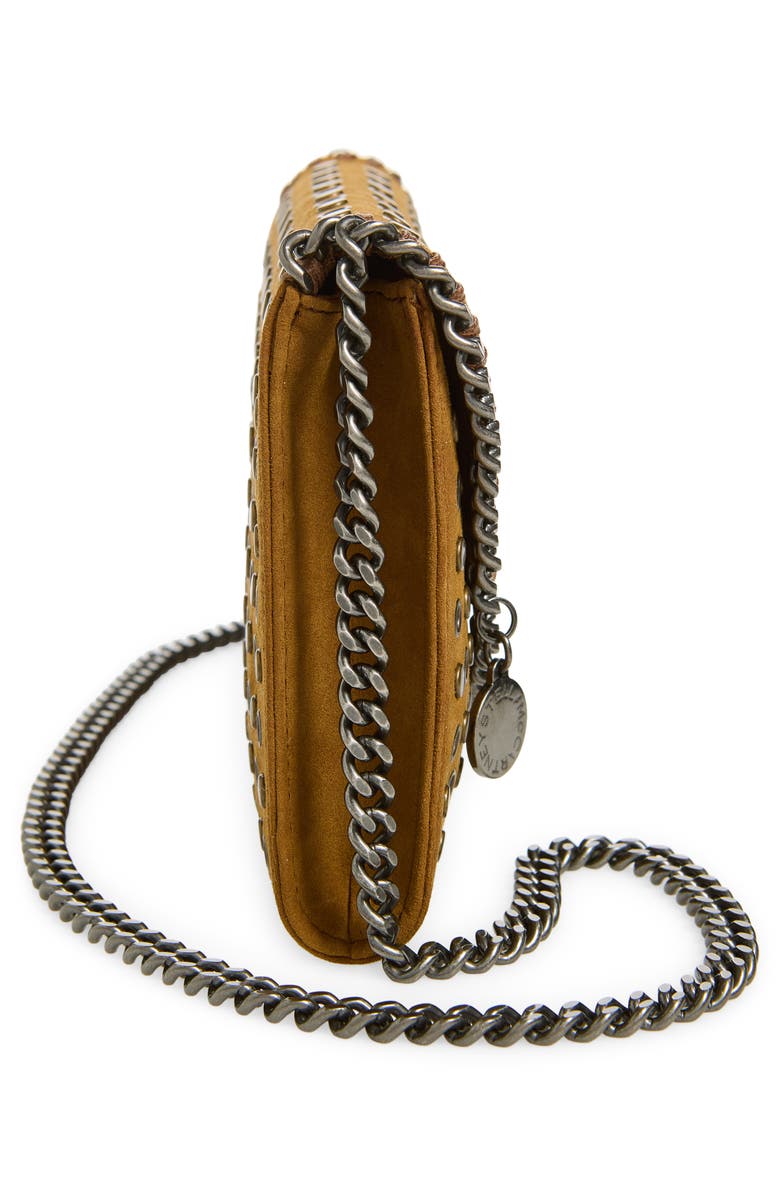 Stella McCartney Falabella Studded Faux Suede Wallet Crossbody Bag, Alternate, color, Brandy