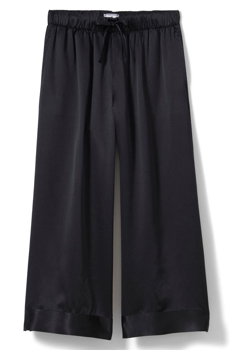 Olivia Ankle Wide Leg Silk Pajama Pants, Alternate, color, BLACK