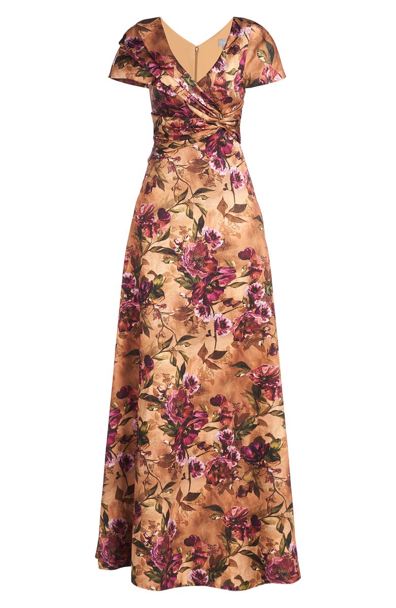 Theia Nina Twist Drape A-Line Gown, Alternate, color,