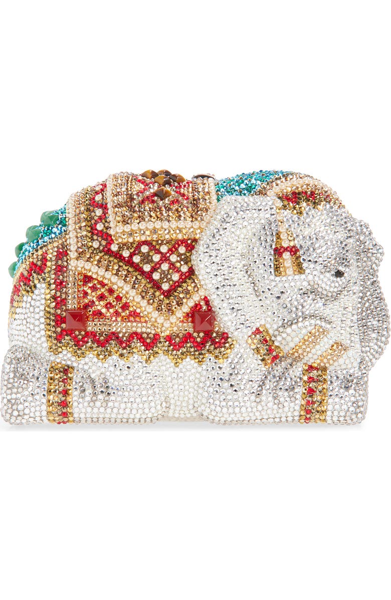 JUDITH LEIBER COUTURE Elephant Crystal Embellished Clutch, Alternate, color, Silver Rhine Multi
