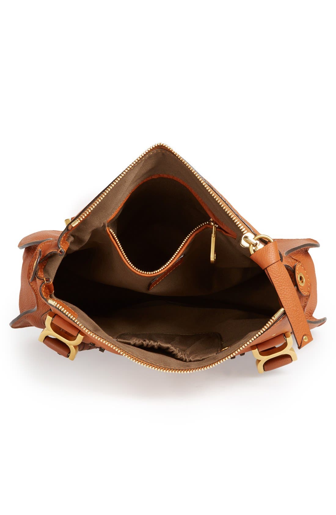 Chloé Medium Marcie Calfskin Leather Satchel, Alternate, color, Tan Gold Hrdwre