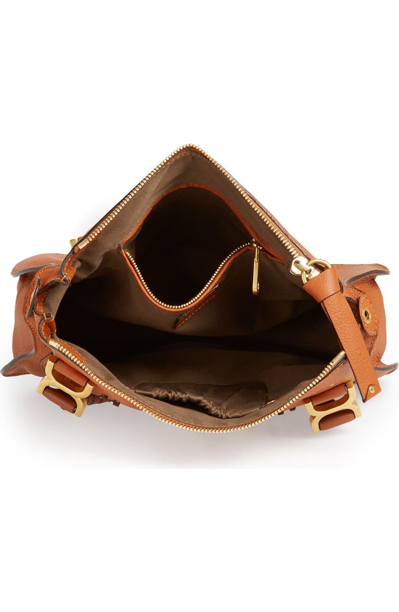 Chloé Medium Marcie Calfskin Leather Satchel, Alternate, color, Tan Gold Hrdwre