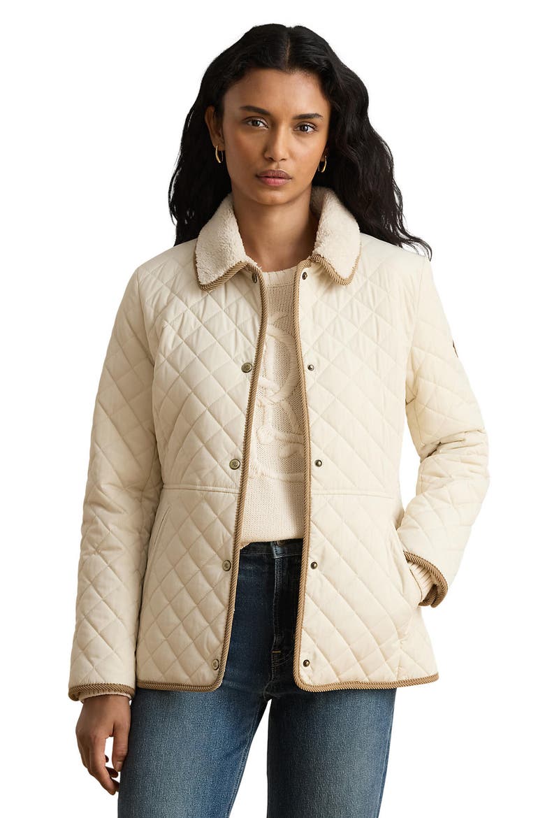 Icon Quilted Blazer with Corduroy Trim, Alternate, color, MODA CREAM
