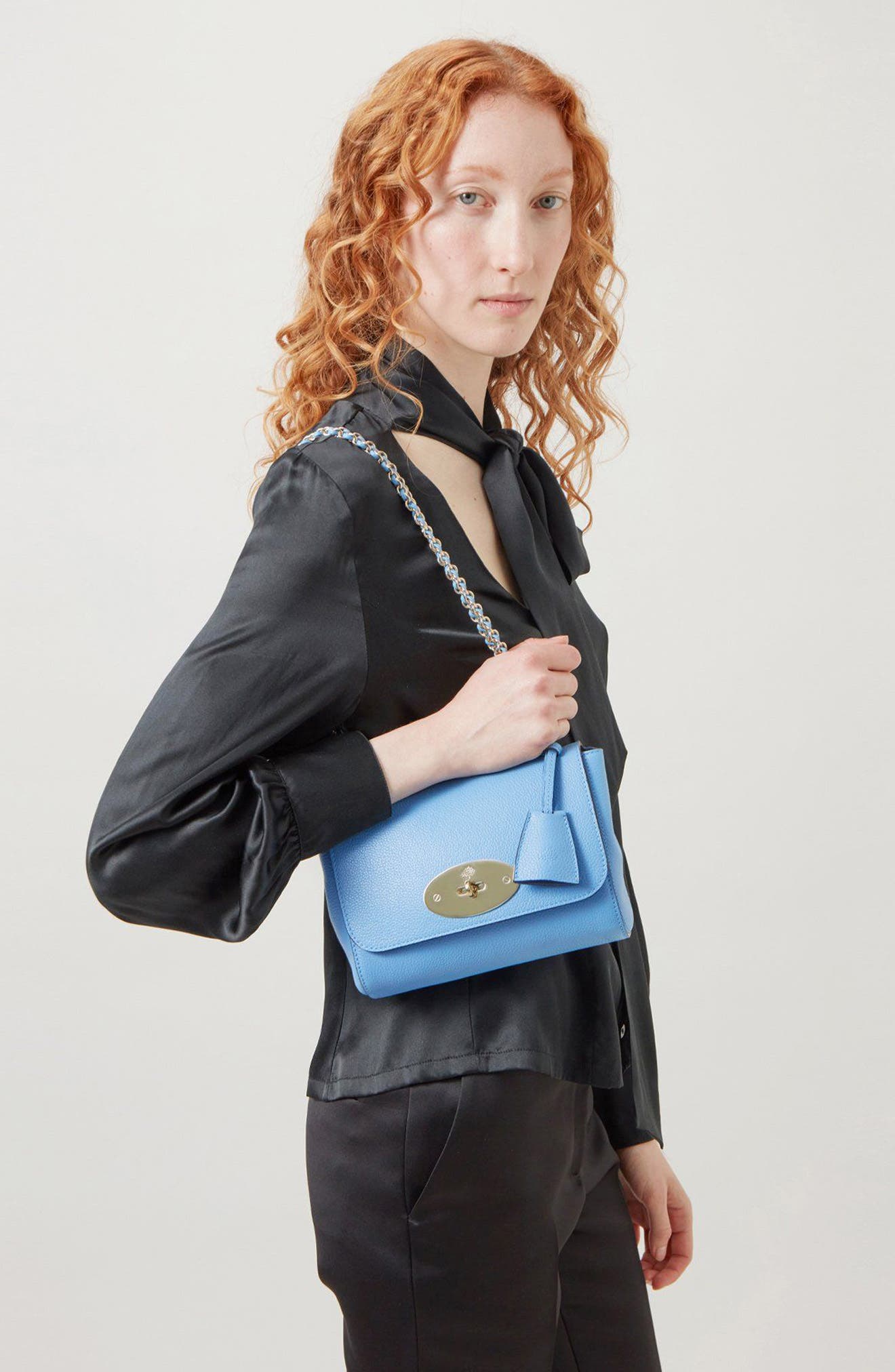 Lily Leather Shoulder Bag, Alternate, color, CORNFLOWER BLUE