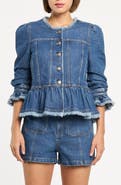 Cinq à Sept Frieda Peplum Detail Denim Jacket