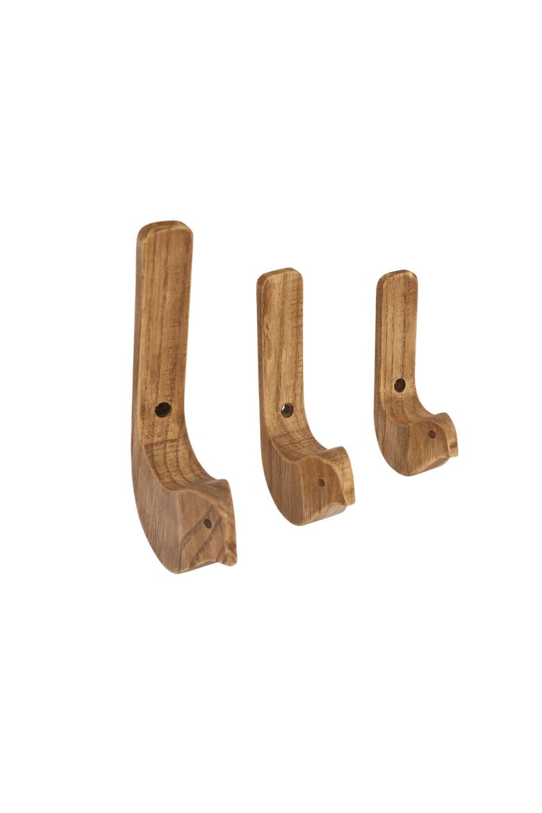 Wood Bird Wall Hooks S/3, Main, color, Brown