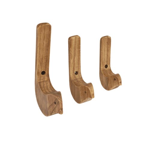 Wood Bird Wall Hooks S/3