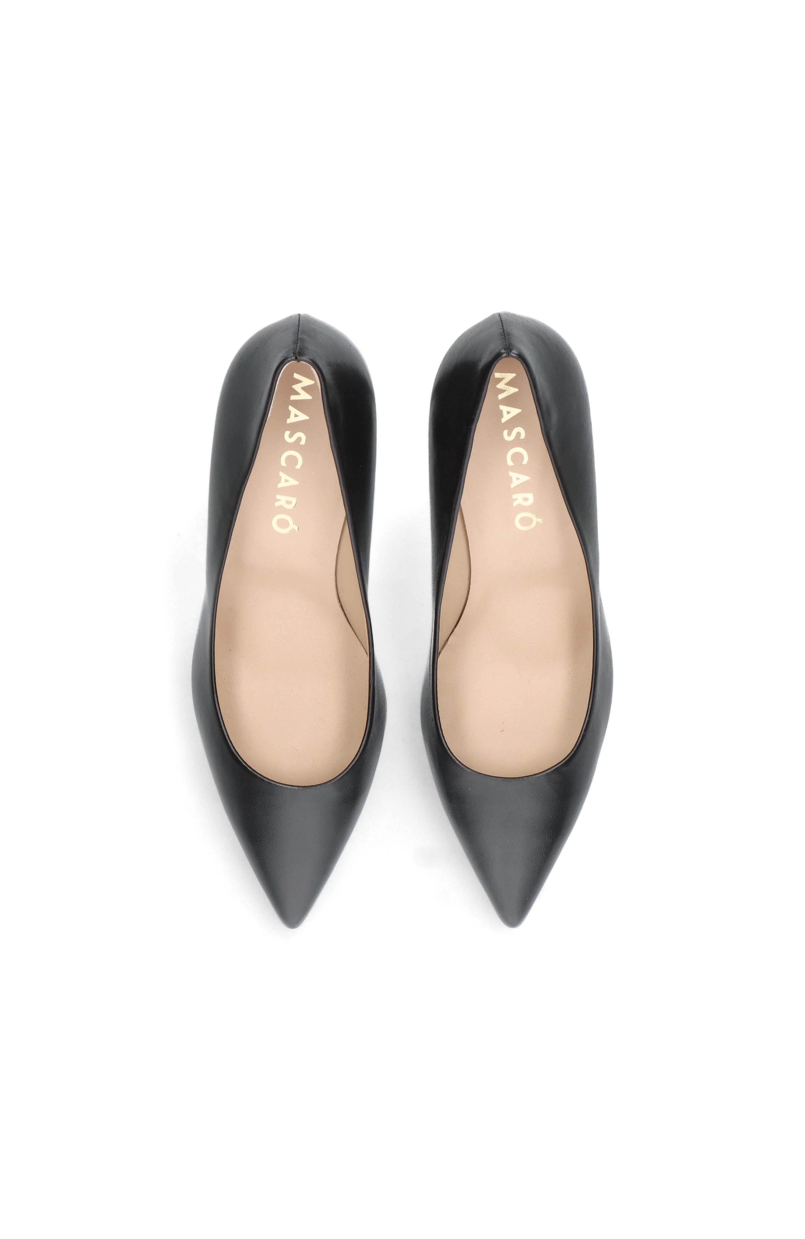 MASCARO Leather Pointed Toe Pump, Main, color, Black