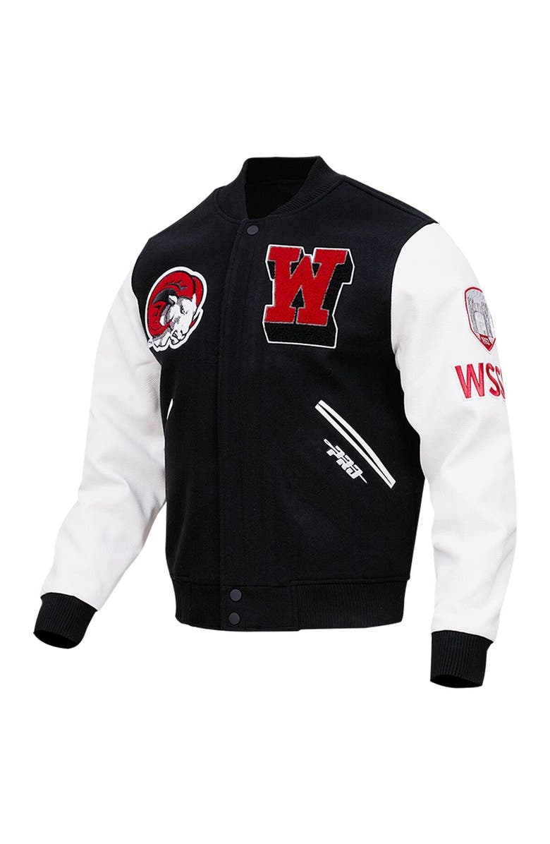 PRO STANDARD Men's Pro Standard Black Winston-Salem State Rams Classic Wool Full-Zip Varsity Jacket, Alternate, color,