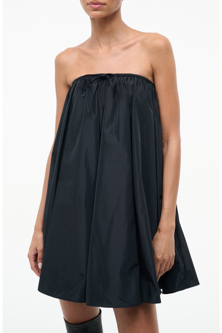 Sofia Strapless Satin Trapeze Minidress, Alternate, color, BLACK