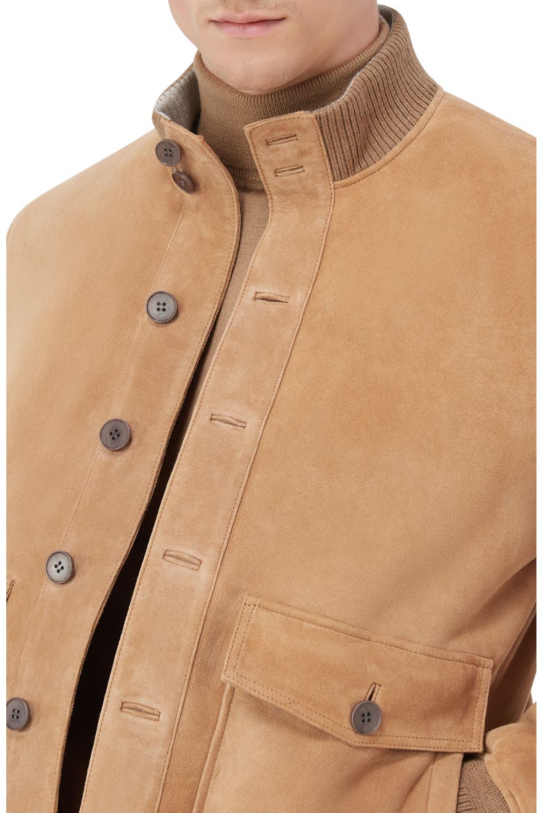 Genuine Shearling Lined Suede Jacket, Alternate, color, CARAMEL
