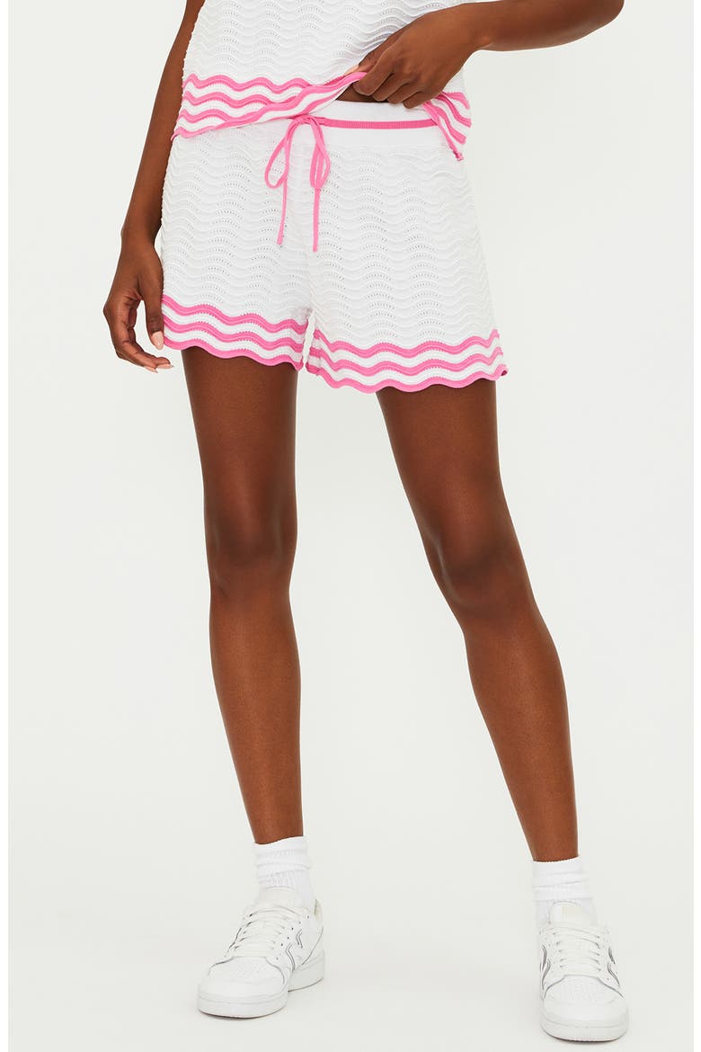 Wavy Stripe Cover-Up Shorts, Main, color, STRAWBERRY/ WHITE