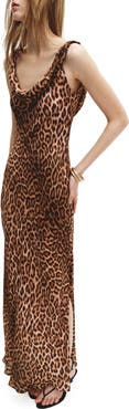 MANGO Animal Print Sleeveless Maxi Dress