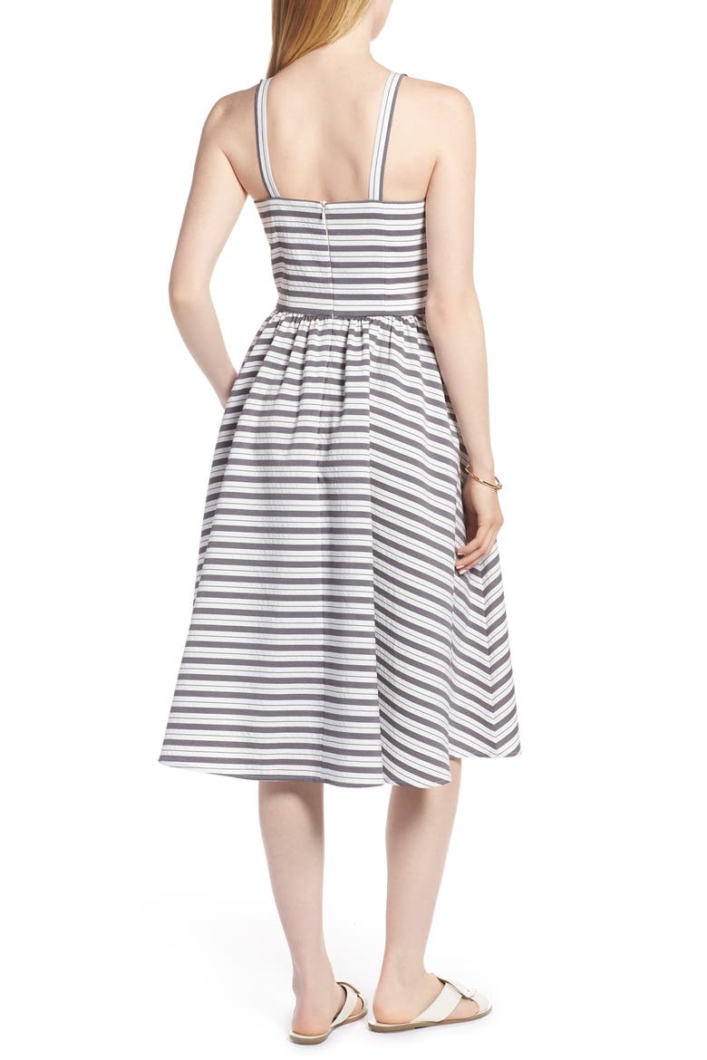 Stripe Bow Front Sundress, Alternate, color, GREY IVORY STRIPE