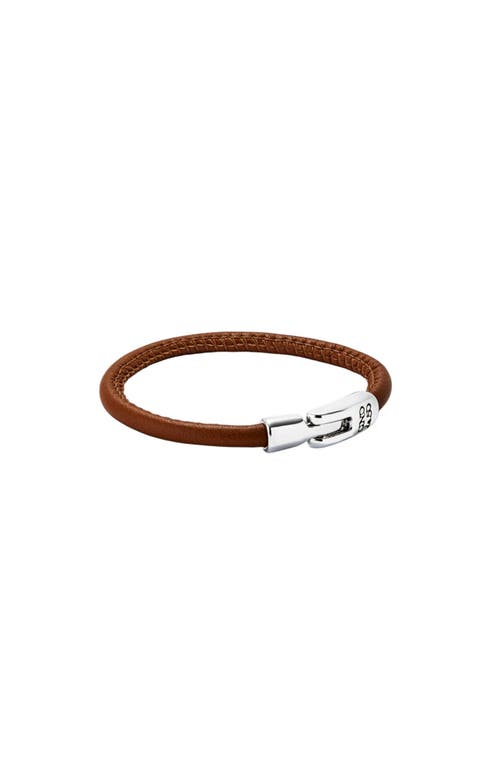 Unode50 Camel Color Leather Sterling Silver-plated Bracelet In Brown