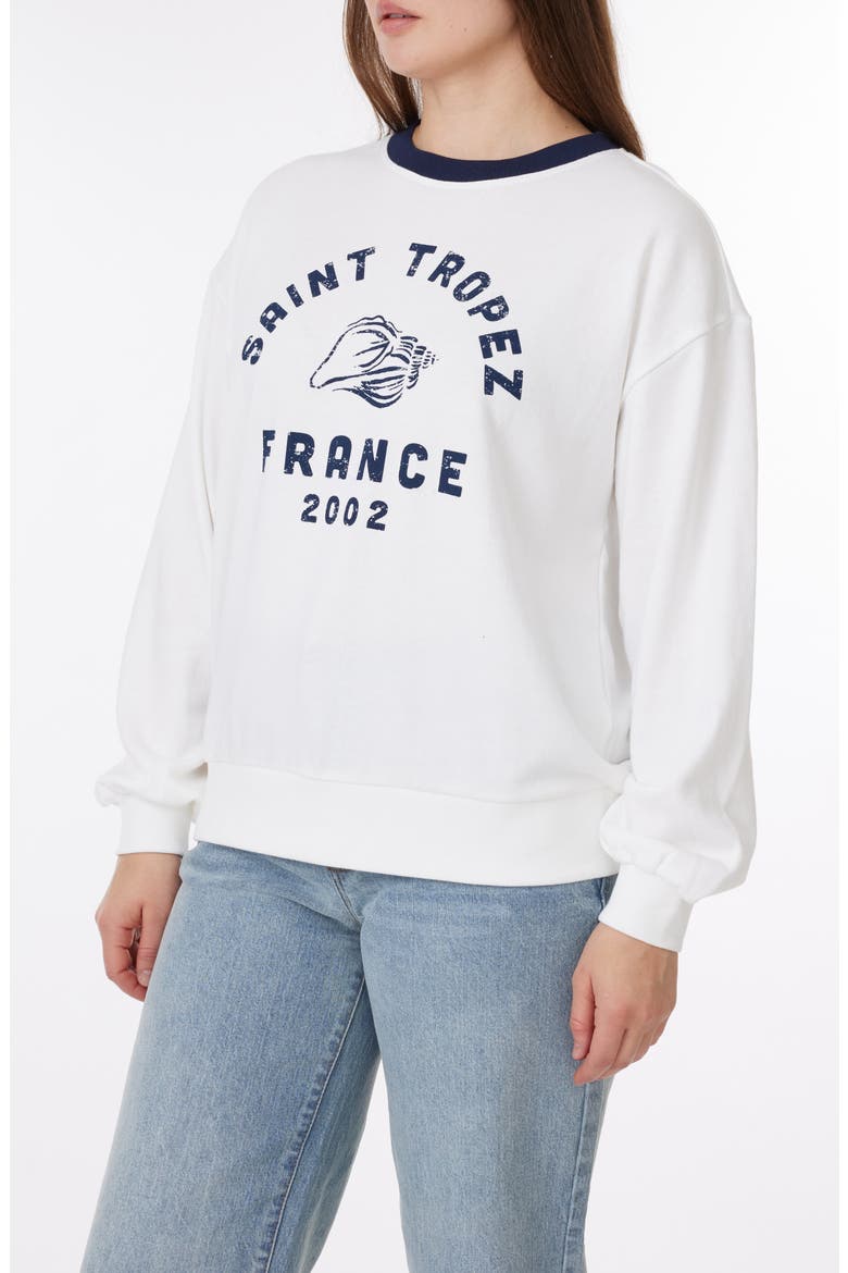 Millie Beach Terry Ringer Crewneck Sweatshirt, Alternate, color, SNOW WHITE