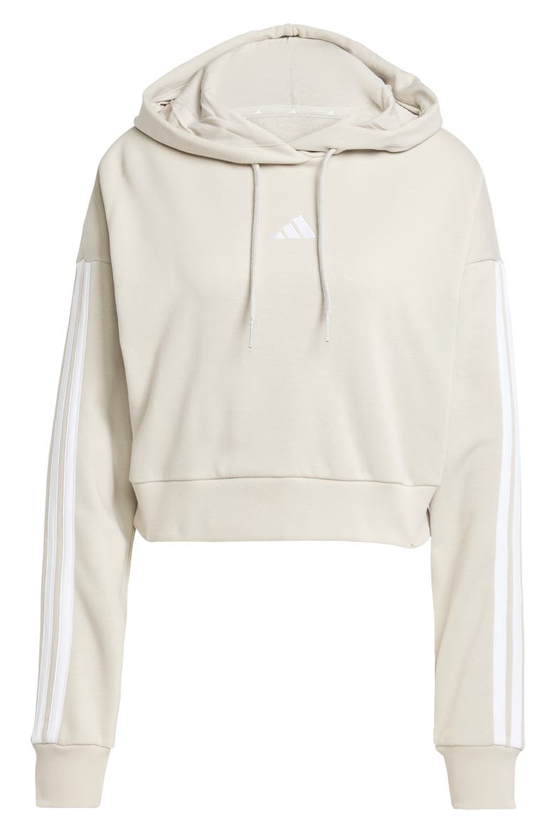 3-Stripe Crop Hoodie, Alternate, color, WONALU/WHI