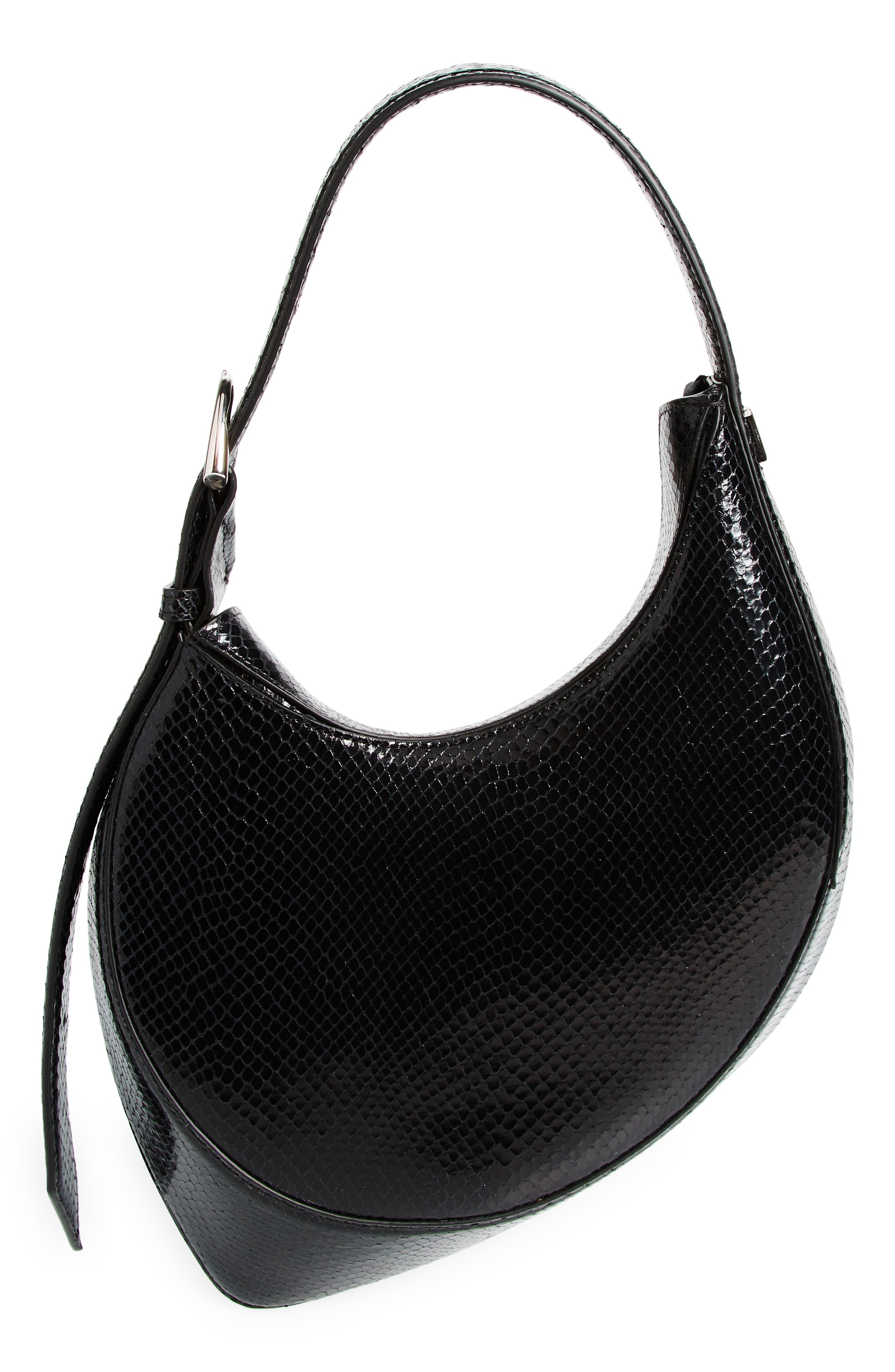 MUGLER Spiral Curve 02 Snakeskin Embossed Leather Shoulder Bag, Alternate, color, 