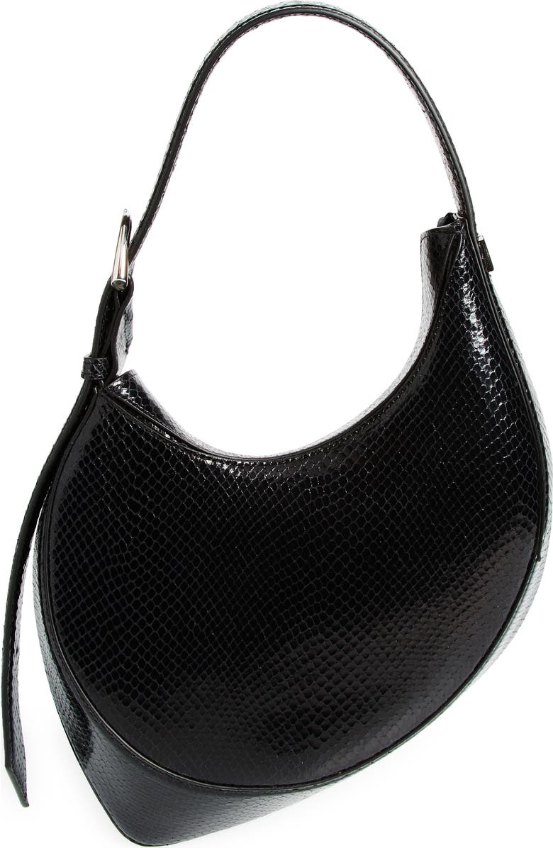 MUGLER Spiral Curve 02 Snakeskin Embossed Leather Shoulder Bag, Alternate, color,