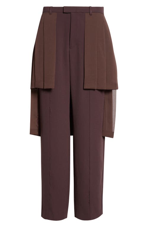 Undercover Pleated Georgette Overlay Straight Leg Pants In Brown
