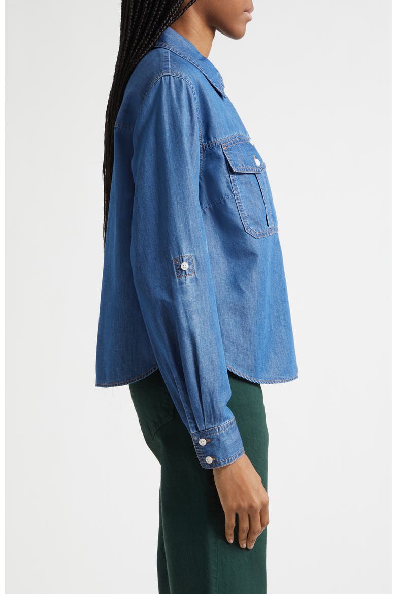 Catriona Cotton Blend Button-Up Shirt, Alternate, color, RIVER WIND