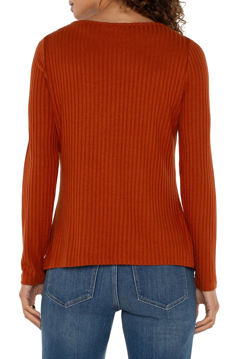 Liverpool Los Angeles Rib Boat Neck Top, Alternate, color, Cedar