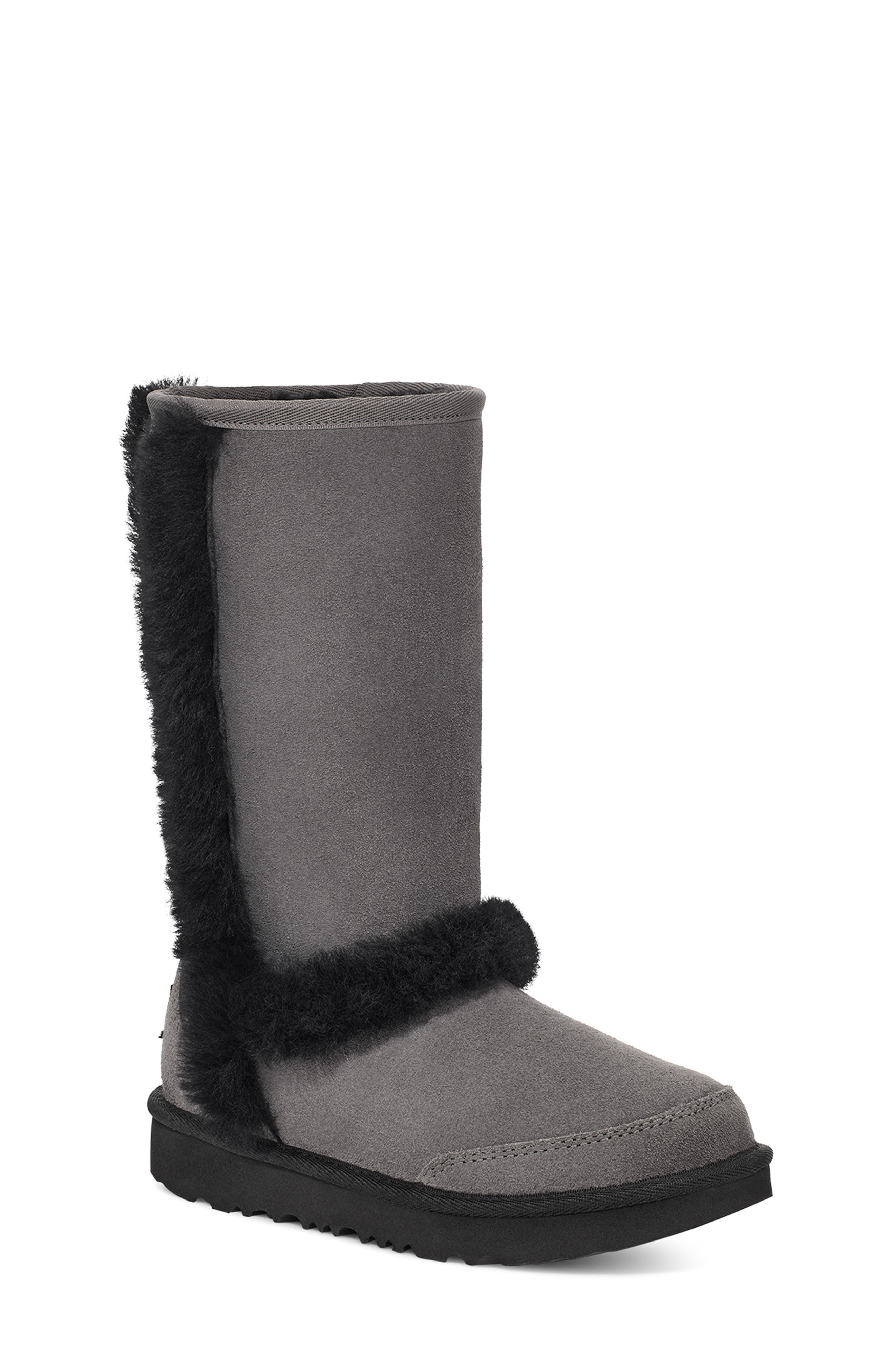 UGG<sup>®</sup> Kids' Sunburst Water Resistant Genuine Shearling Tall Boot, Main, color, 