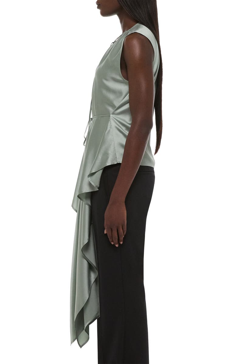 Helmut Lang Scarf Drape Detail Reversible Silk Top, Alternate, color, Aqua Gray