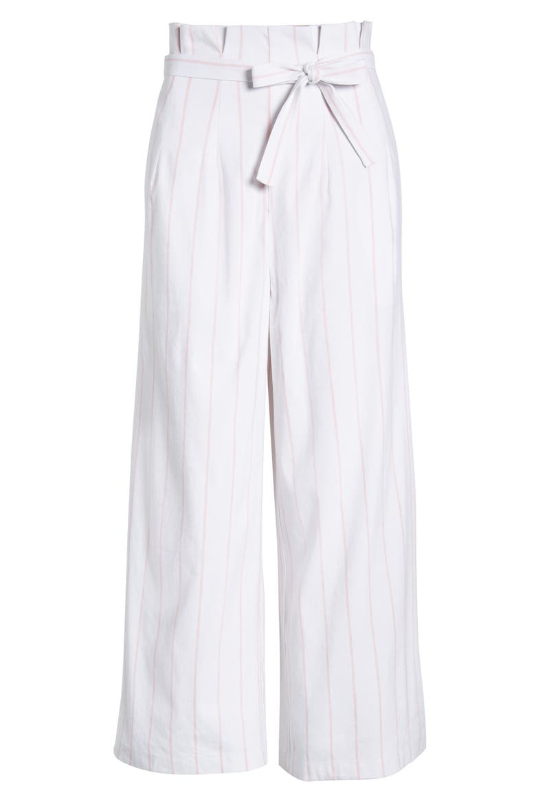 High Waist Crop Wide Leg Pants, Alternate, color, WHITE RETRO STRIPE