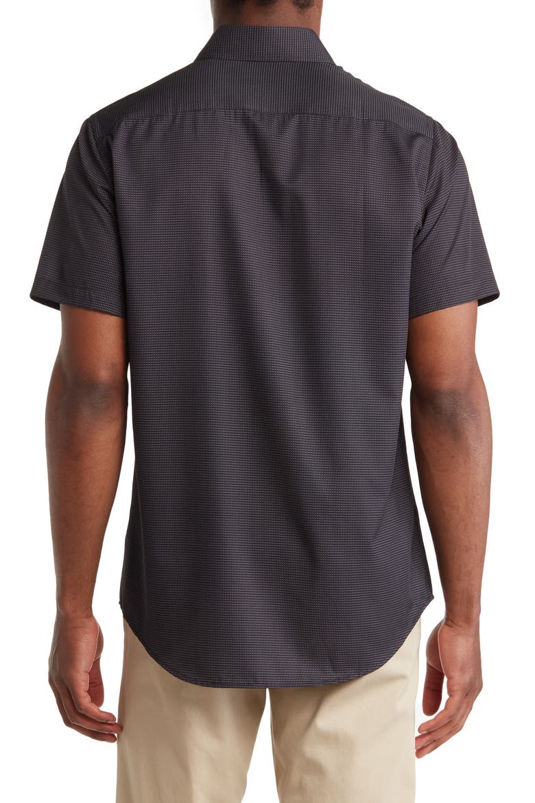 Slim Fit Performance Short Sleeve Button-Up Shirt, Alternate, color, BLACK