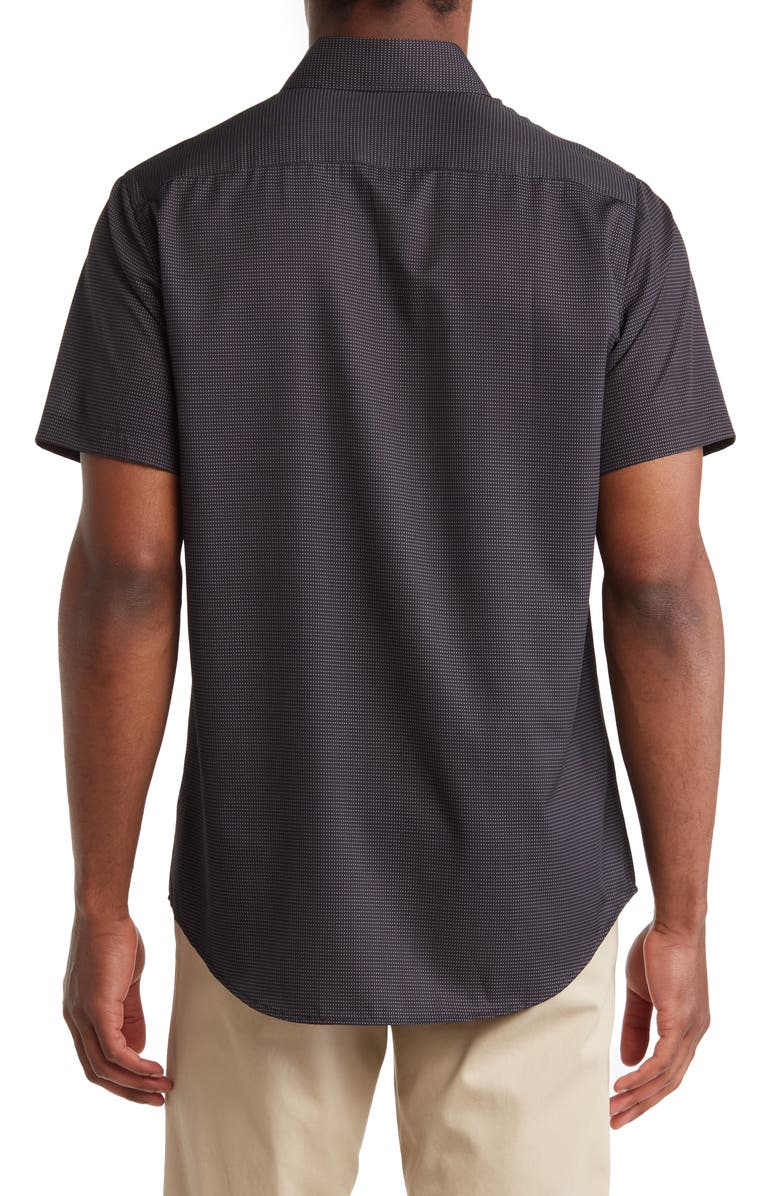 TOM BAINE Slim Fit Performance Short Sleeve Button-Up Shirt, Alternate, color, Black
