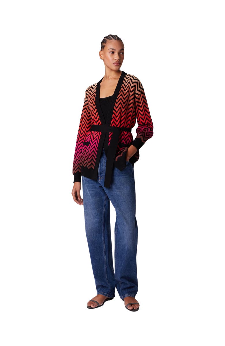 Missoni Dégradé Chevron Motif Cardigan With Belt, Main, color, Multicoloured