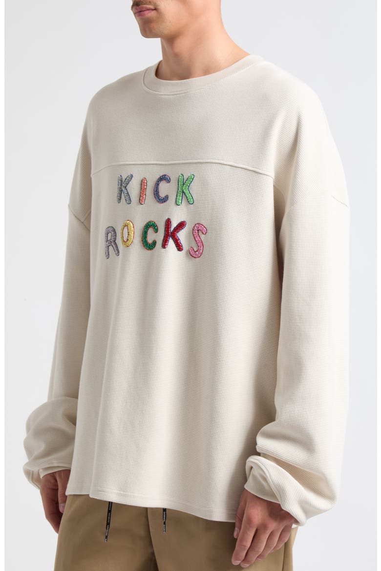 Kick Rocks Varsity Long Sleeve Cotton T-Shirt, Alternate, color, EGG WHITE JERSEY