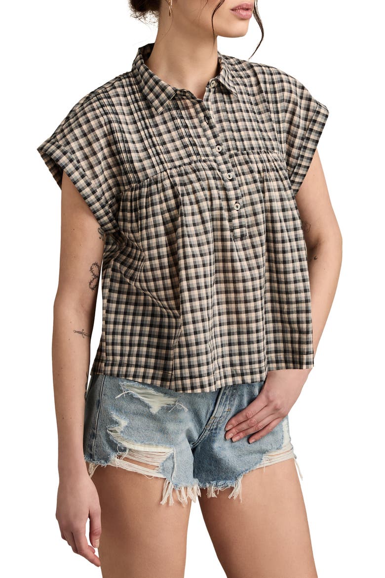 Plaid Short Sleeve Shirt, Alternate, color, BLACK PLAID