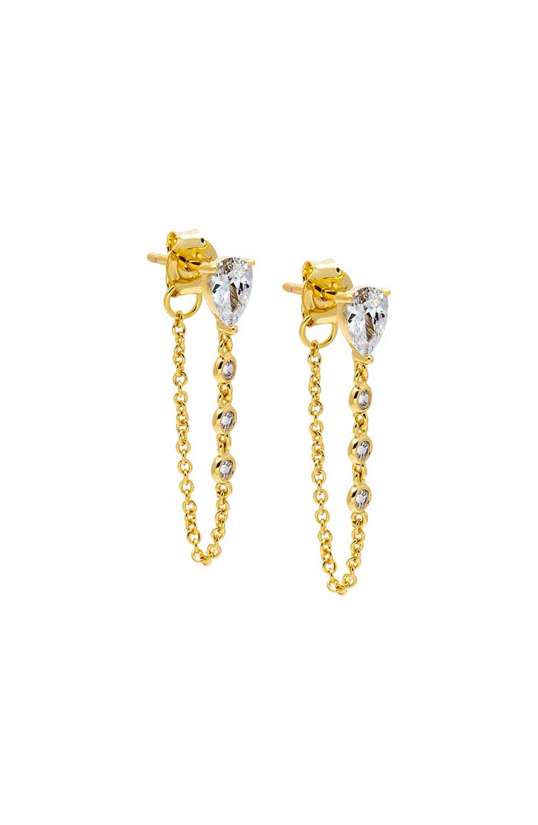 BY ADINA EDEN CZ Teardrop & Round Bezel Drop Stud Earring, Main, color, Gold