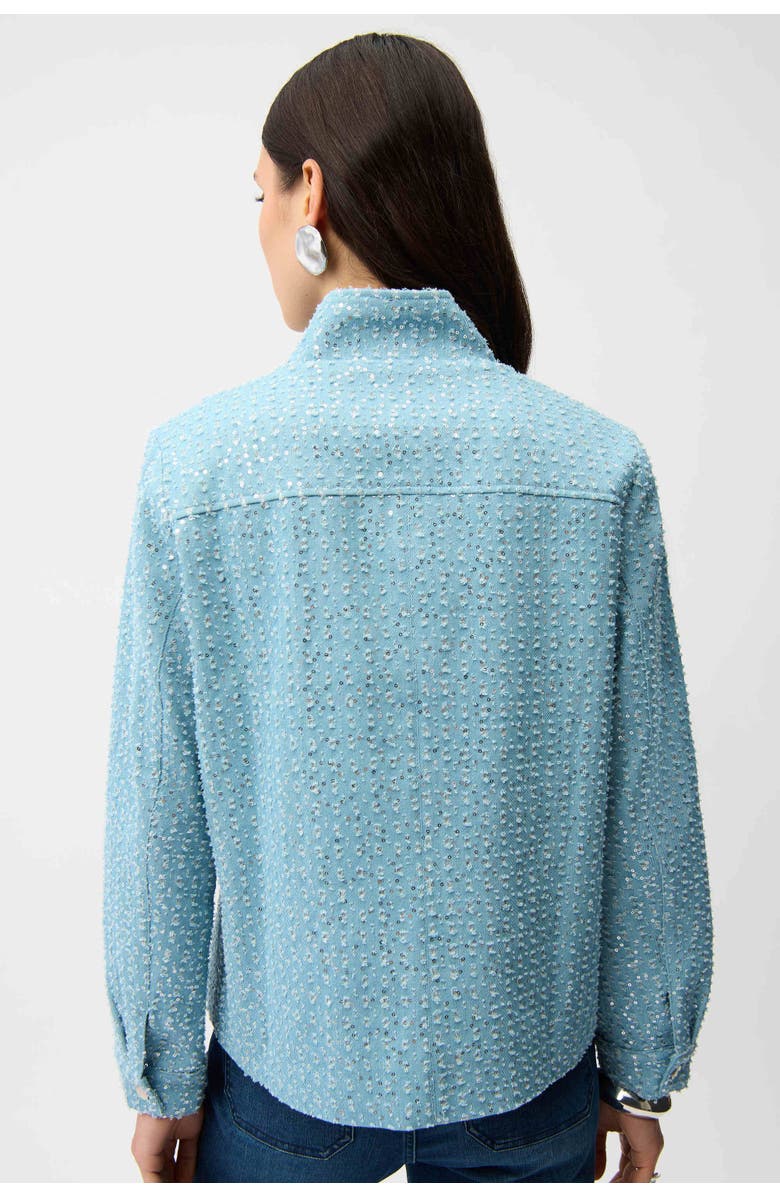 JOSEPH RIBKOFF Denim Jacket With Allover Sequins, Alternate, color, Sky Blue