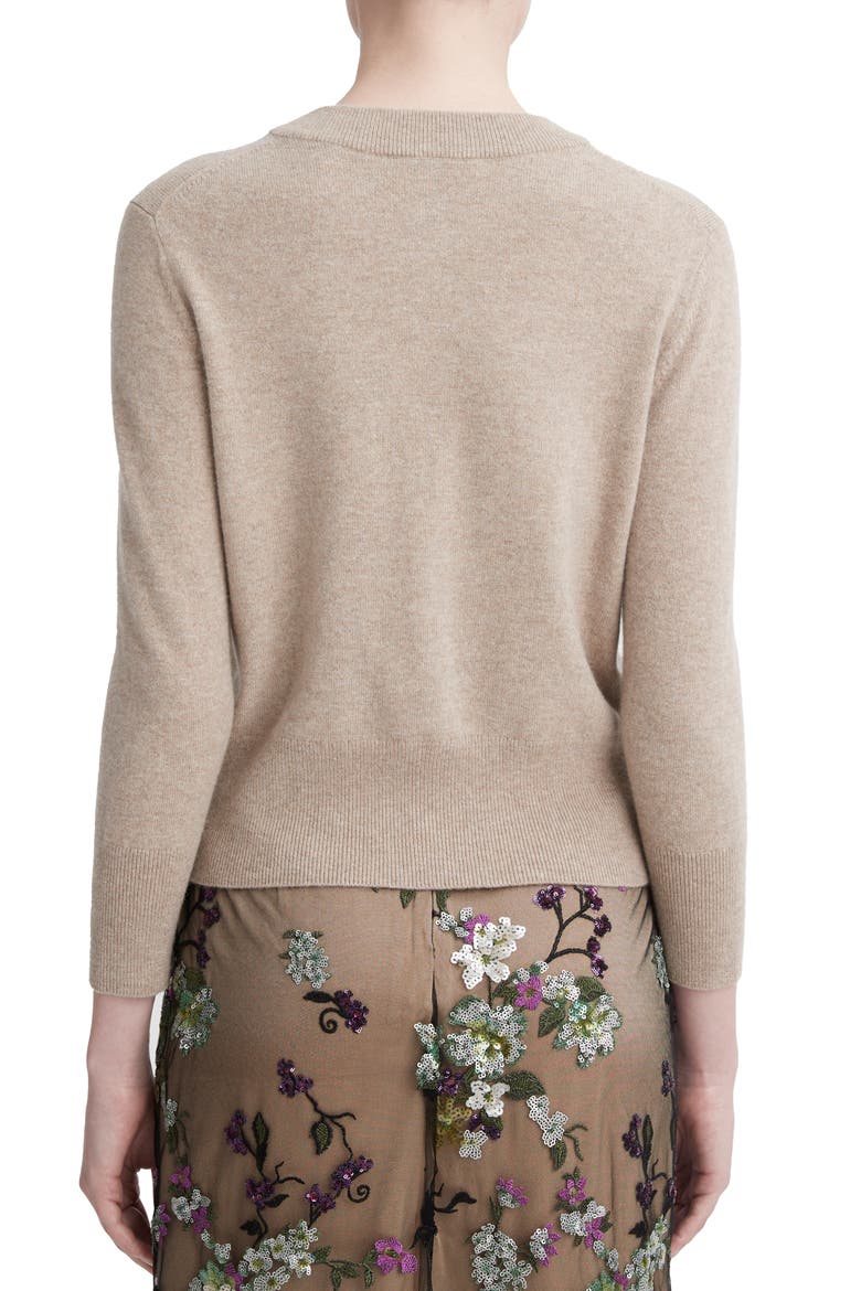 Three Quarter Sleeve Wool & Cashmere Cardigan, Alternate, color, HEATHER HAZEL CREAM