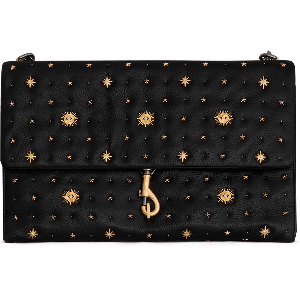 Rebecca Minkoff Edie Large Shoulder Bag With Evil Eye Studs In Black