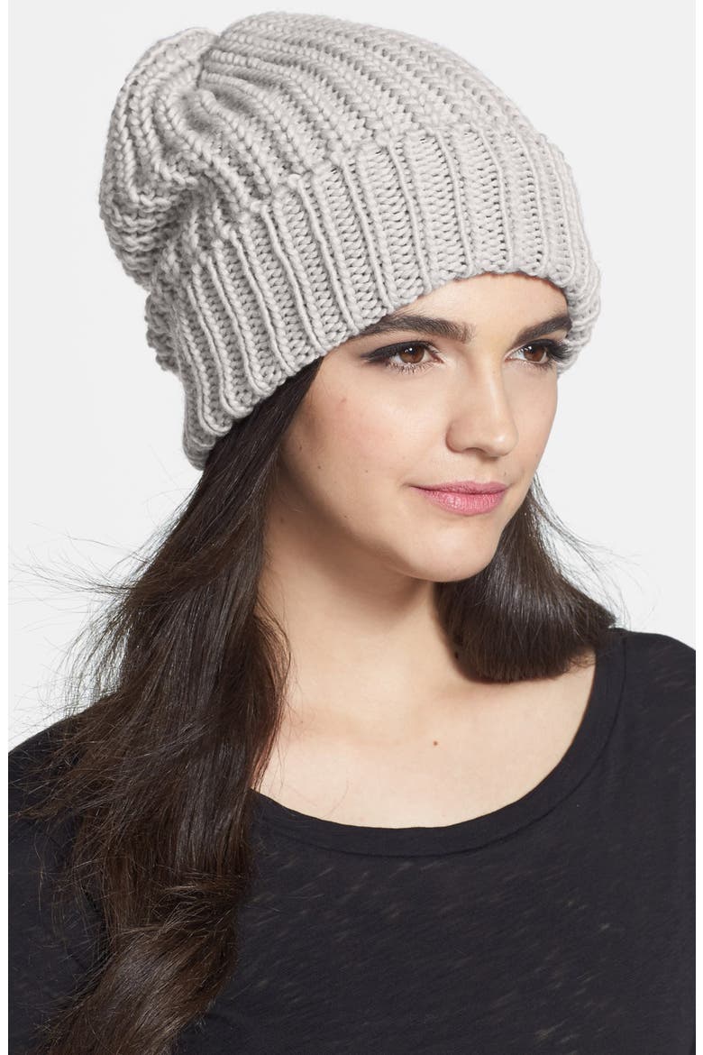 CHUNKY KNIT BEANIE, Main, color, GREY VIOLET