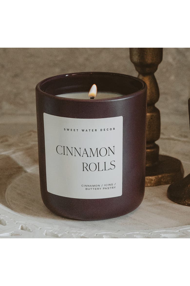 Brown Matte 15 oz Soy Fall Candle, Alternate, color, Cinnamon Rolls