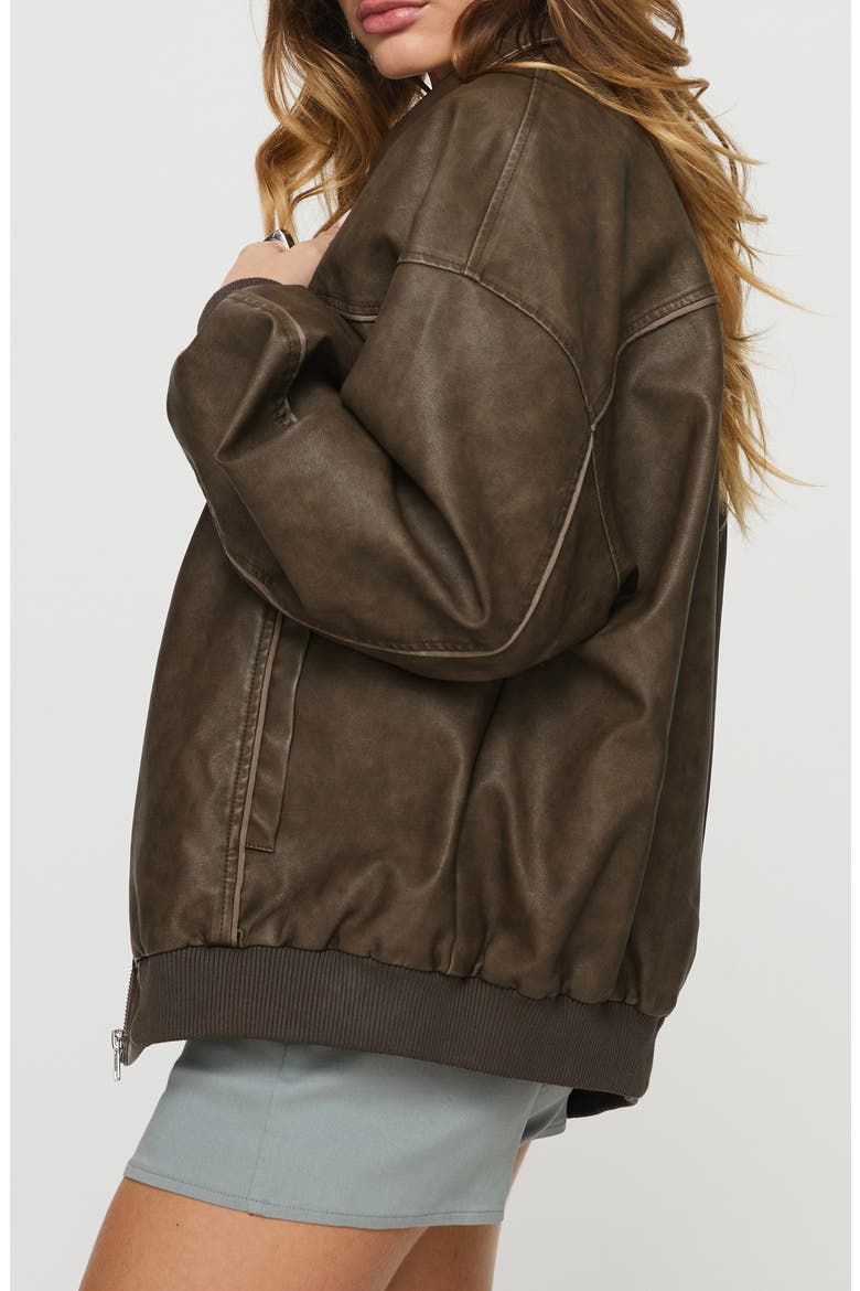 Goldsmith Water Repellent Faux Leather Jacket, Alternate, color, WASHED DARK BROWN