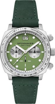 SPINNAKER Hull Chronograph Leather Strap Watch, 42mm