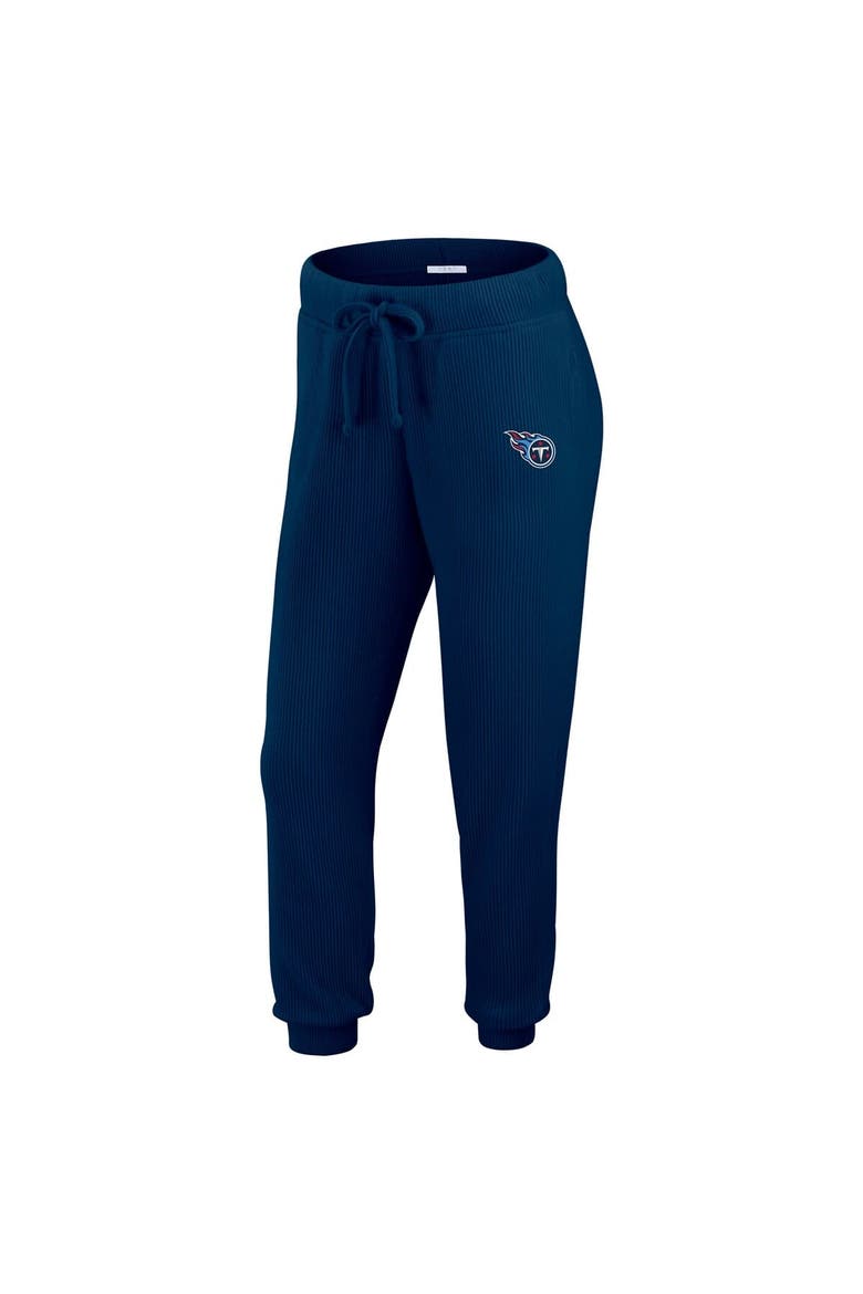 Women's WEAR by Erin Andrews  Cream Tennessee Titans Knitted Tri-Blend Long Sleeve T-Shirt & Pants Lounge Set, Alternate, color, Navy