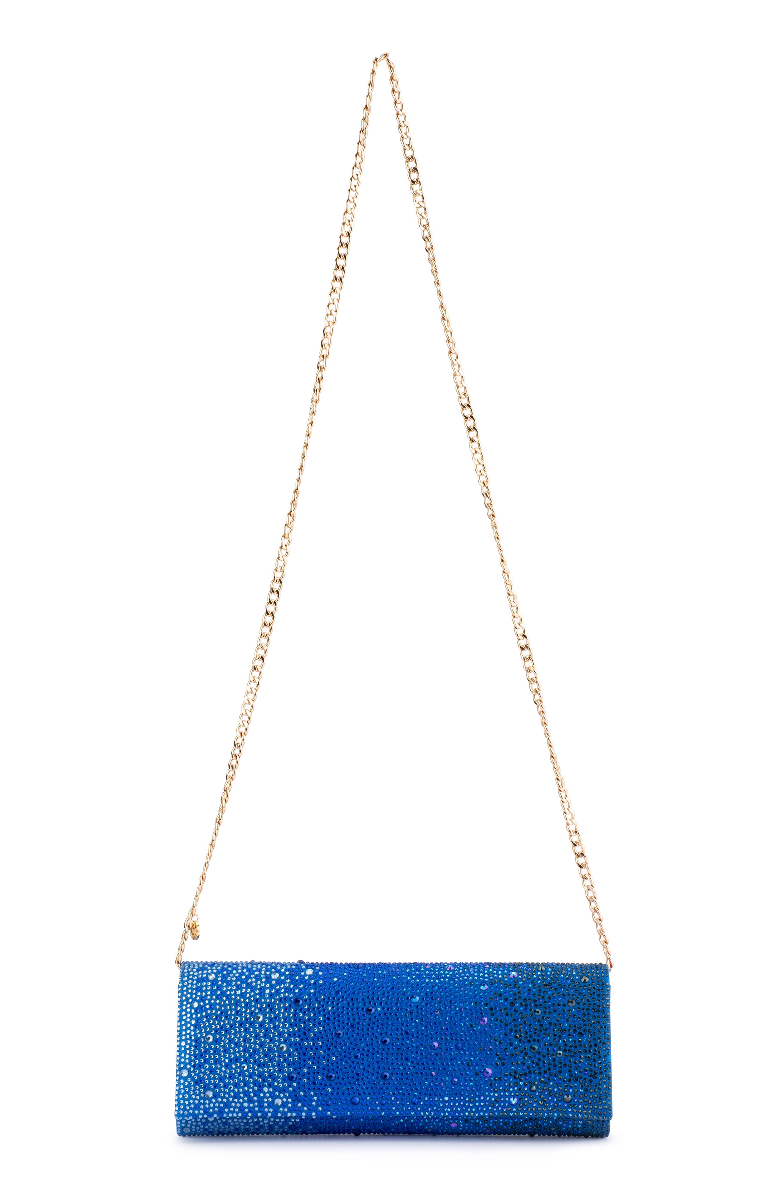 Camille Ombré Hot Fix Crystal Clutch, Alternate, color, BLUE