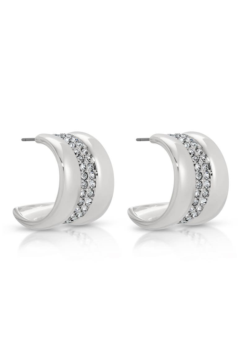 Pavé Center Hoop Earrings, Alternate, color, SILVER