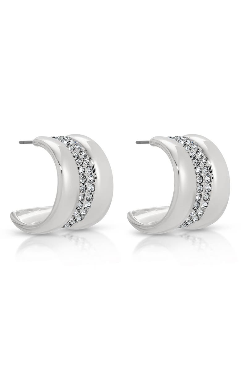 Ettika Pavé Center Hoop Earrings, Alternate, color, Silver